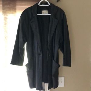 Charles Klein Black Leather 3/4 Jacket size M
